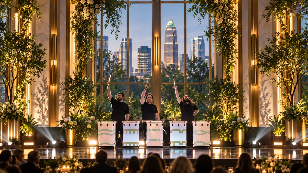 AI concept: LuminaDrums in a garden light stage setting inspired by Charlotte
